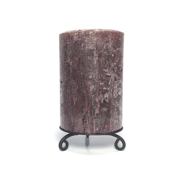 Plum Purple Rustic Textured Unscented Pillar Candle - Choose Size - Handmade