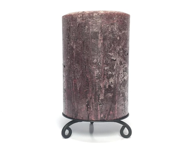 Plum Purple Rustic Textured Unscented Pillar Candle - Choose Size - Handmade