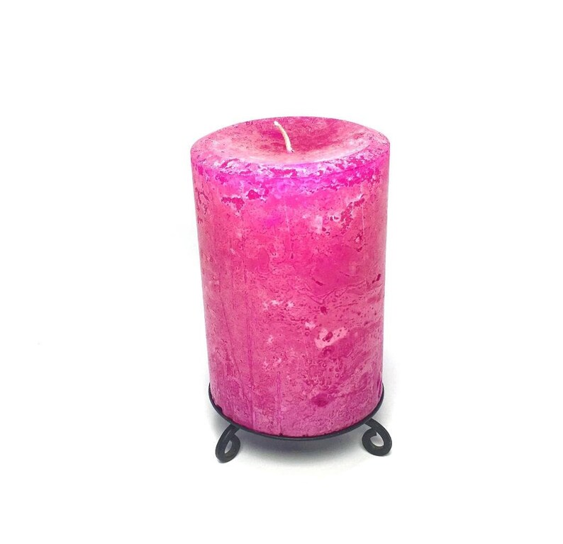 Bright Hot Pink Unscented Rustic Pillar Candle Choose Size Etsy