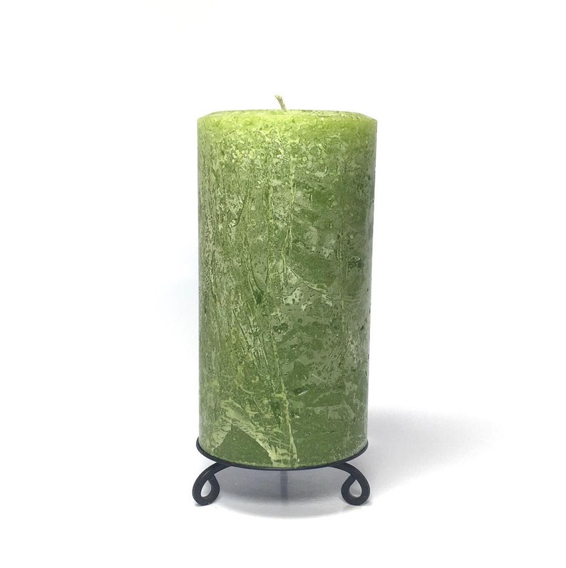 Pear Green Rustic Textured Unscented Block Pillar Candle Choose Size Handmade image 2
