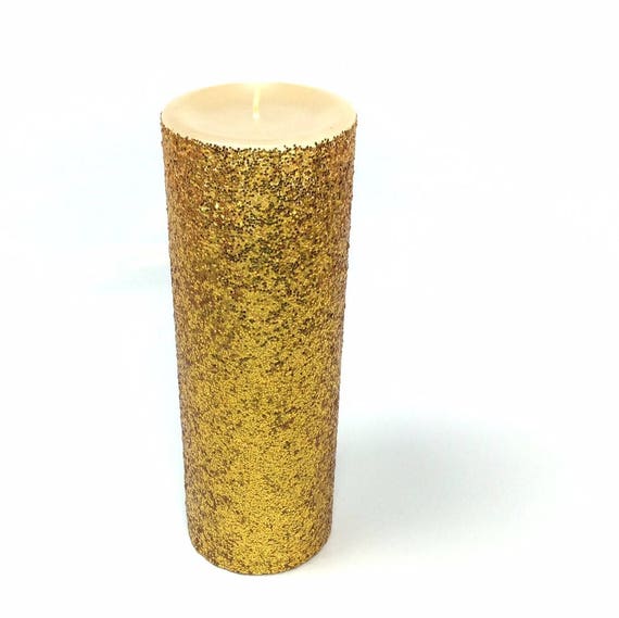 Gold Glitter Pillar Candle Wedding Candles Choose 4 Etsy