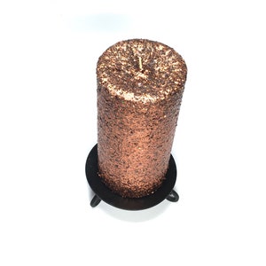 Coffee Brown Glitter Unscented Decorative Pillar Candle Decorative Use Only, Not for Burning image 3