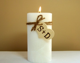 Personalized Rustic Unity Candle with Monogram - 6" Tall