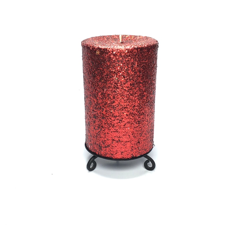Handmade Choose Size Red Glitter Unscented Decorative Pillar Candle