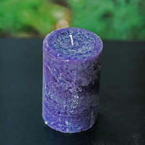 Purple Rustic Textured Unscented Pillar Candle Choose Size Handmade image 2