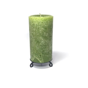 Pear Green Rustic Textured Unscented Block Pillar Candle Choose Size Handmade image 3
