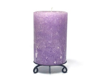 Amethyst Purple Large Unscented Rustic Textured Pillar Candle - Choose Size - Handmade