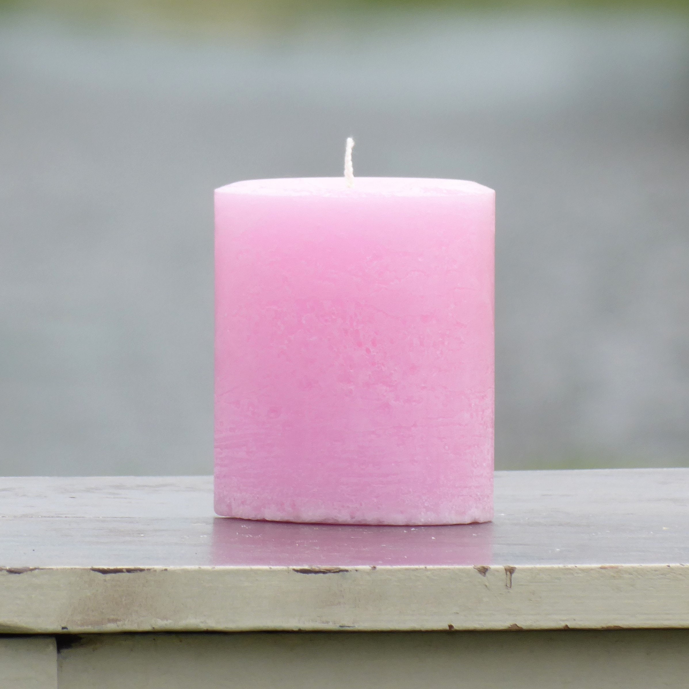 Pale Pink Large Rustic Unscented Pillar Candle Choose Size Handmade