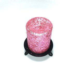 Pink Glitter Unscented Decorative Pillar Candle Decorative Use Only, Not for Burning image 3