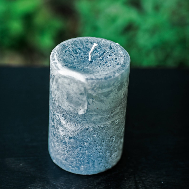 Stone Gray Rustic Large Unscented Pillar Candle Choose Size Handmade image 2