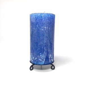 Royal Blue Rustic Unscented Pillar Candle Choose Size Handmade image 3