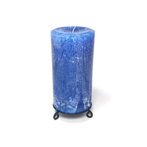 Royal Blue Rustic Unscented Pillar Candle Choose Size Handmade image 2