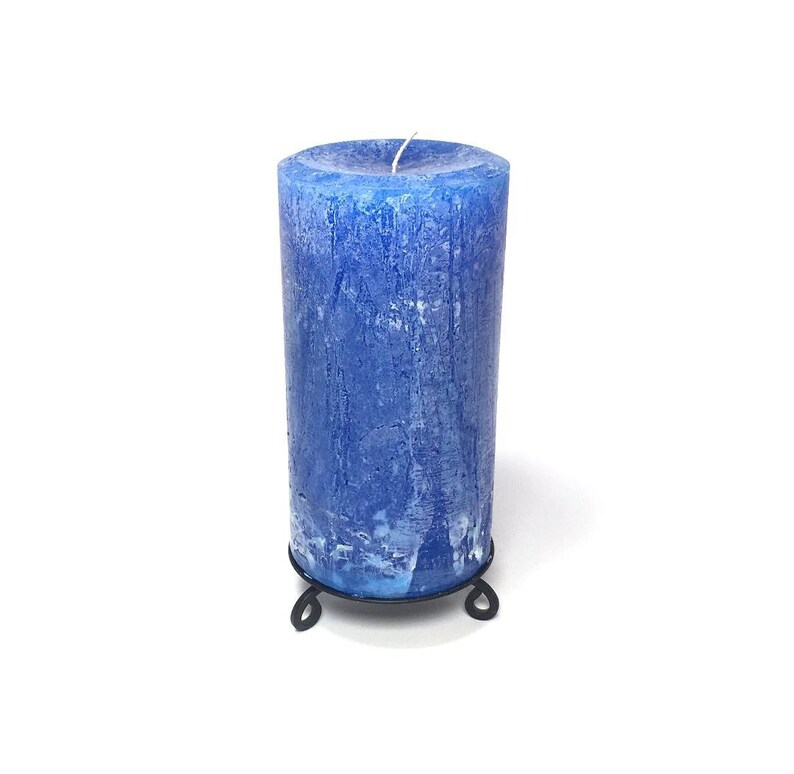 Royal Blue Rustic Unscented Pillar Candle Choose Size Handmade image 2