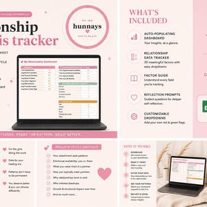 Relationship Analysis Tracker Spreadsheet | Dating Pattern Journal | Attachment Style | Self-Reflection Excel Template