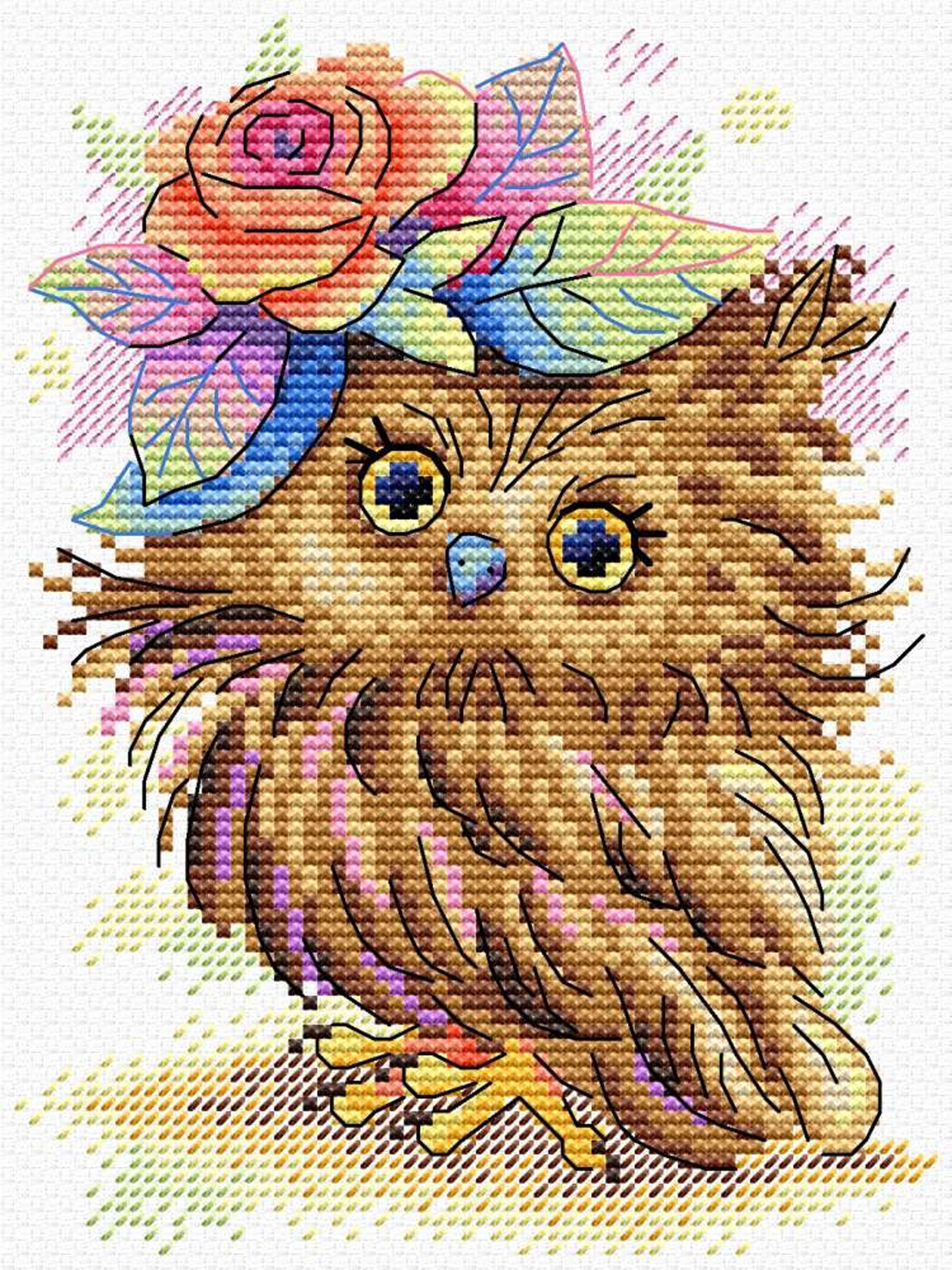 Small cross stitch kit Charmante owlet by MP Studio. Owl Etsy