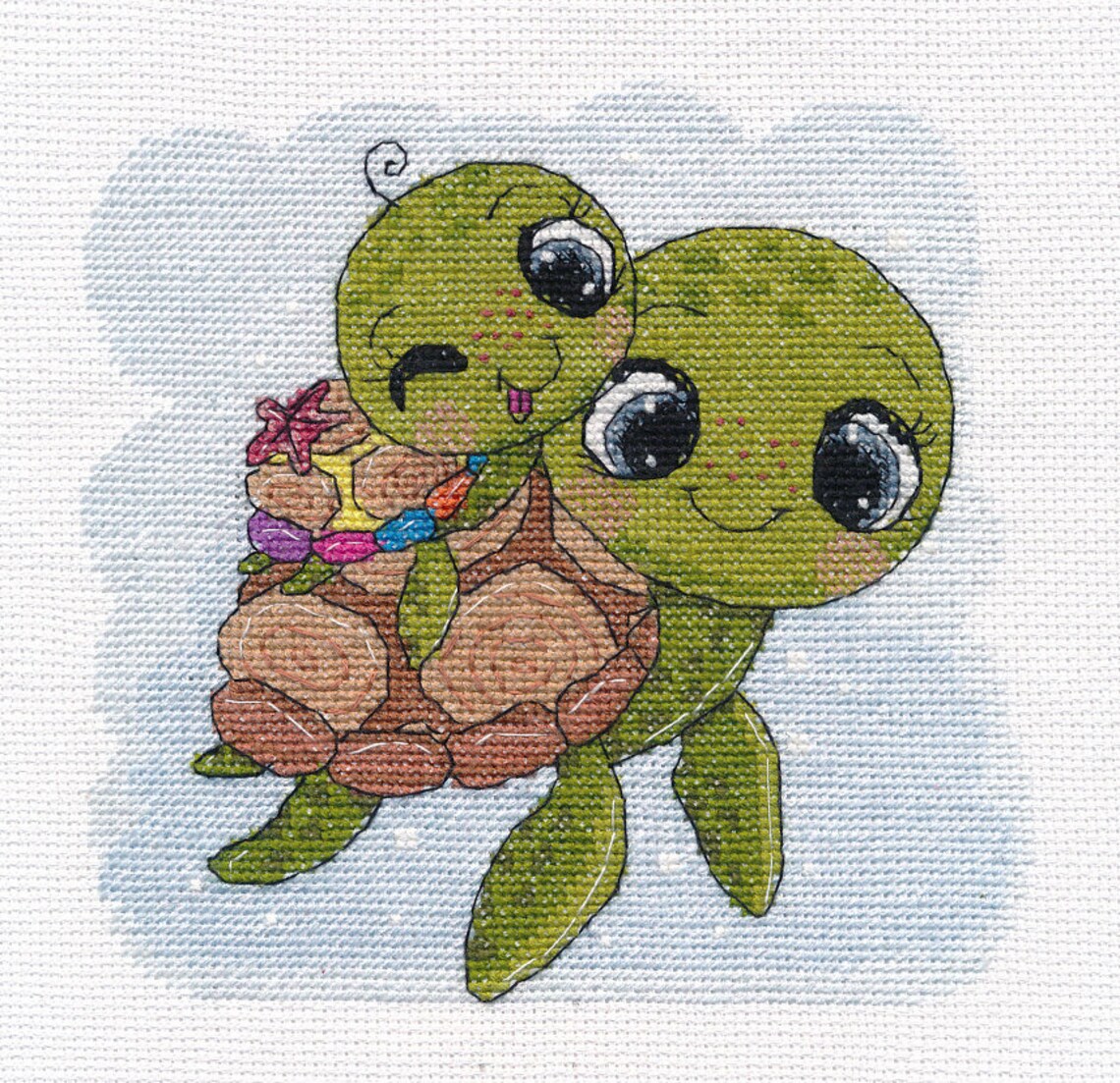 Counted cross stitch kit Fun turtles by OVEN OBEH nature Etsy