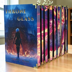 Glastronen 8-boksset, handgjorda rebound hardcovers, illustrerade kanter, fantasyläsarpresent