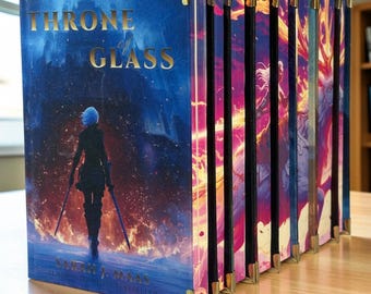 Throne of Glass 8 Book Set, Handmade Rebound Hardcovers, Illustrated Edges, Fantasy Reader Gift
