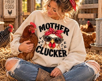 Sweatshirt mit Hühnermotiv | Retro-Bandana-Hühnergrafik