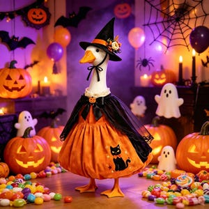 HalloweenPorchGooseOutfit,23InchGooseCostume,FallLawnDecor,SpookyGooseClothing,HalloweenGardenAccessory,Gift