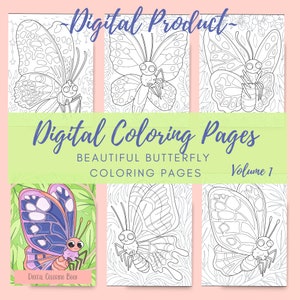 Digital Coloring Pages, butterfly coloring, Print at home, Beautiful Butterfly Coloring Pages, Coloring detailed butterflies