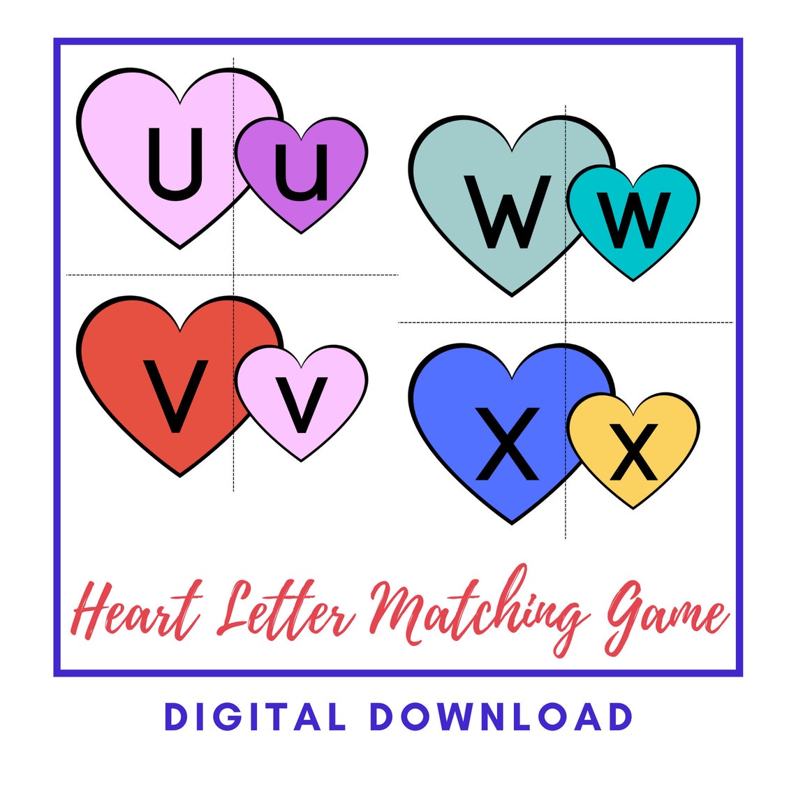 Heart Alphabet Matching Game Print at Home Digital Download | Etsy