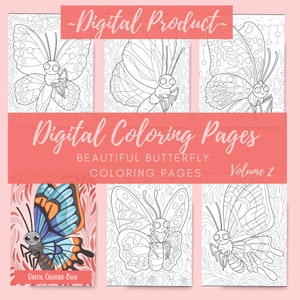 Digital Coloring Pages, butterflies to color, Print at home, Beautiful Butterfly Coloring Pages, Coloring butterflies for adults