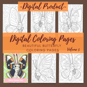 Digital Coloring Pages for butterflies, butterfly pages, Print at home, Beautiful Butterfly Coloring Pages, Coloring butterflies for adults