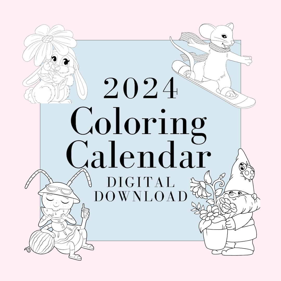 2024 Coloring Calendar, 2024 Sunday Start Calendar, Printable Coloring