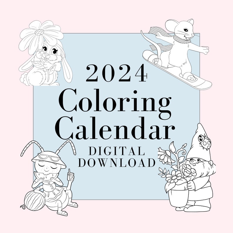 2024 Coloring Calendar, 2024 Sunday Start Calendar, Printable Coloring