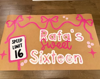 Custom Hand Painted BannerHand-Painted Custom Birthday Banner: Coquette Party Decoration
