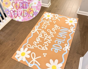 Custom Hand-Painted Floral Celebration Banner: Birthday, Sweet 16, Party Backdrop