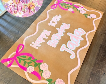 Custom Hand Painted BannerHand-Painted Custom Celebration Banner: Floral Birthday, Homecoming