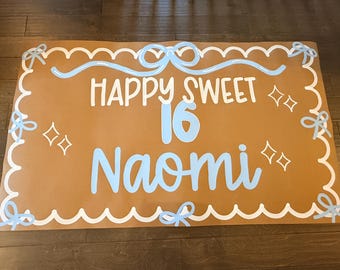 Custom Hand-Painted Celebration Banner: Floral Birthday, Sweet 16, Party Backdrop