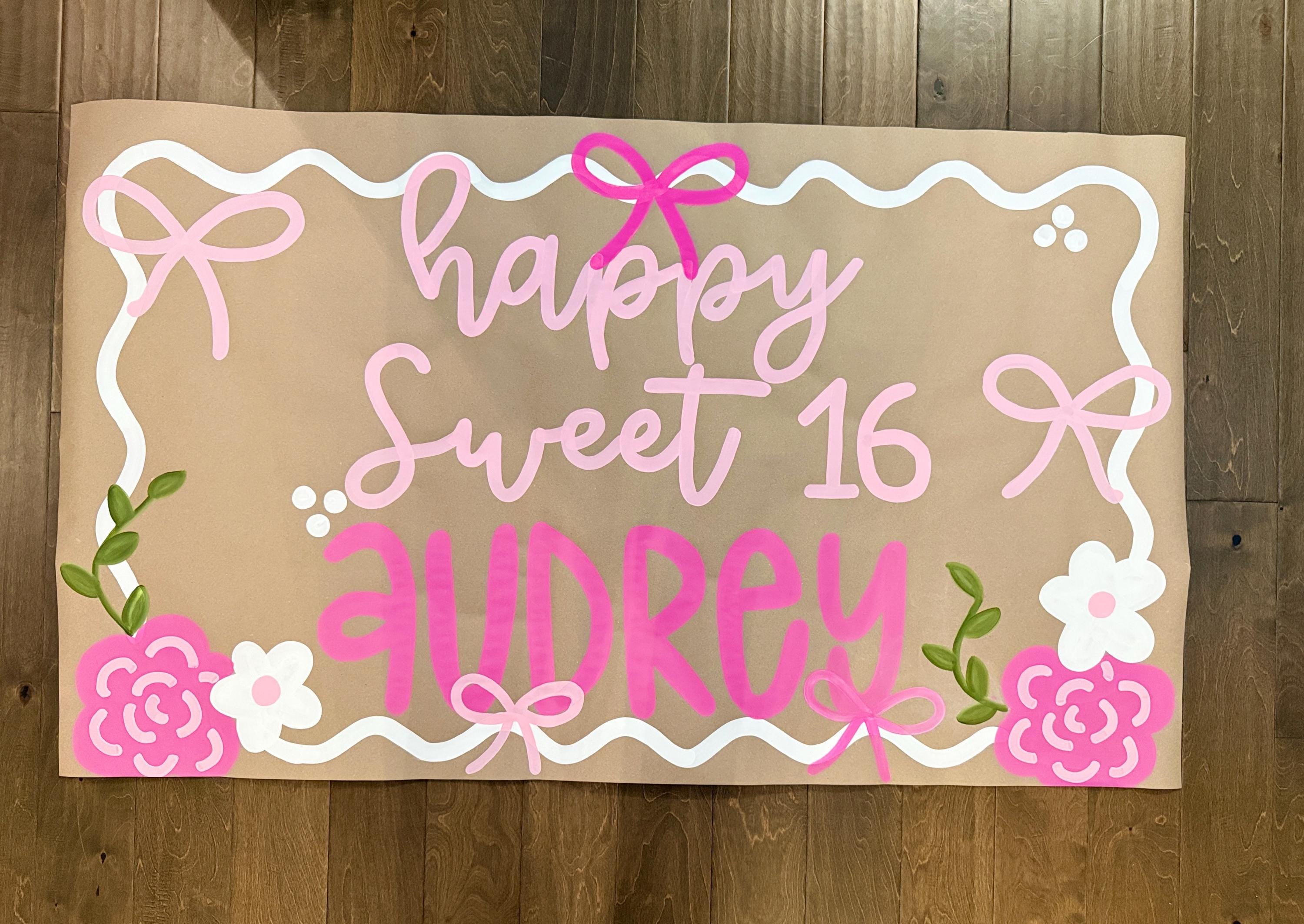 Allecto Plus - Verjaardagsbanner meisjes sweet 16 - Roségoud decoratie
