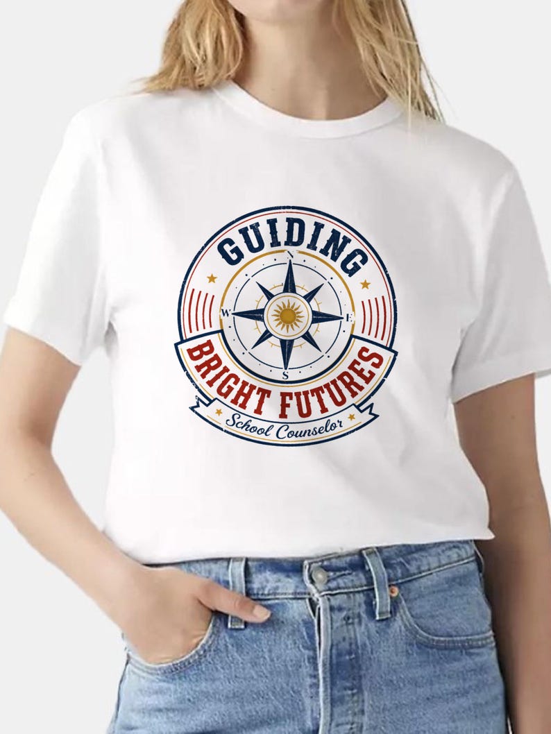 School Counselor Shirt, Guiding Bright Futures Tee, Guidance Counselor Gift, Back to School Staff Shirt image 4