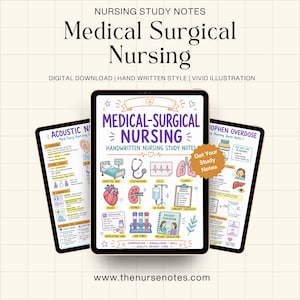Medical Surgical Nursing Notes PDF, Handwritten Med Surg Study Guide, NCLEX Notes, Nursing Cheat Sheet, Digital Nurse Notes