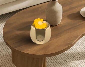 Fundidor de cera LAVURI® de cerámica fundida, portavelas de té + recipiente de metal blanco, cera fundida