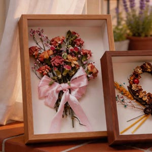 Shadow Box Frame: Dried Flower Paper Rose Display Case, Hollow Deep Frame for Crafts
