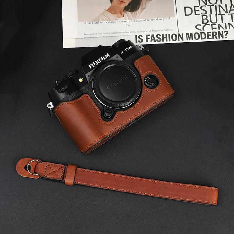 富士フイルム X-T50 用本革カメラケース – カメラグリップ＆耐落下性ベース 画像 2