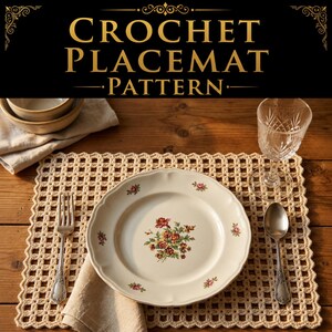 Crochet Placemat Pattern, Rectangle Placemat Crochet Pattern, Oval Placemat Pattern, Round Placemat Pattern, Easy Table Mat Instant Download