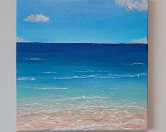 Meeresglitzer | Original Acrylgemälde Meer | Ocean Painting | Coastal Artwork | Beach Decor | Turquoise Sea