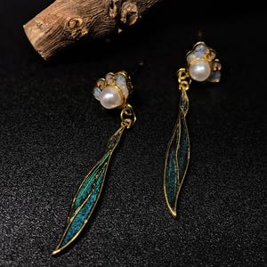 Cloud Tassel Drop Earrings | Peacock Abalone Shell | 925 Silver Gold Plated
