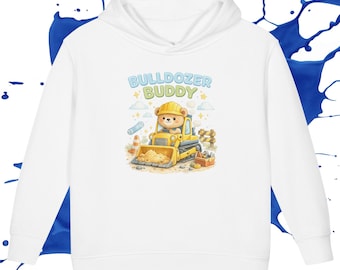 Bulldozer Buddy Toddler Fleece Hoodie | Construction Toddler Sweatshirt | Bulldozer Hoodie | Builder Gift | TillyTeddy