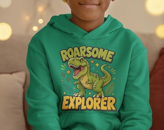 Roarsome Explorer Toddler Hoodie | Dinosaur Toddler Hoodie | T-Rex Kids Hoodie | Dino Gift for Toddlers | TillyTeddy