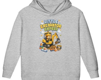 Little Excavator Expert fleecehoodie voor peuters | Constructie peutersweater | Graver-hoody | Cadeau voor bouwer | TillyTeddy