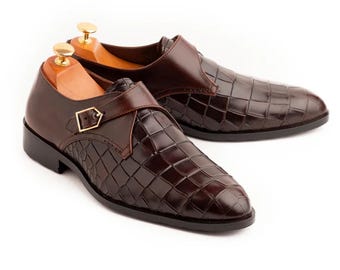 Zapatos Oxford de hombre hechos a mano con piel de cocodrilo negra, zapatos Oxford de hombre con relieve de cocodrilo, zapatos formales de hombre.