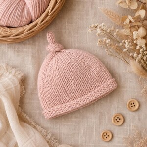 Baby Hat Knitting Pattern PDF | Knotted Newborn Beanie Knit Pattern | Easy Infant Baby Cap Pattern | Instant Digital Download