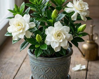Live Fragrant Gardenia Potted Plant, Evergreen Flower Shrub
