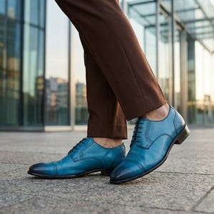 turquoise blue dress shoes Blue Oxford Shoes | Harvey by Amali